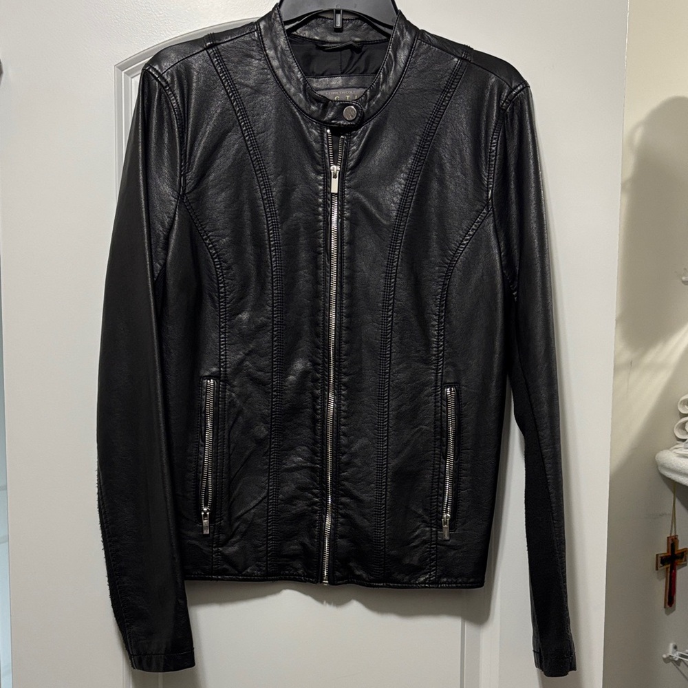 Kenneth Cole Reaction Black Faux Leather Jacket
